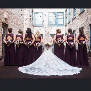 Christina Wu Aubergine bridesmaid gown